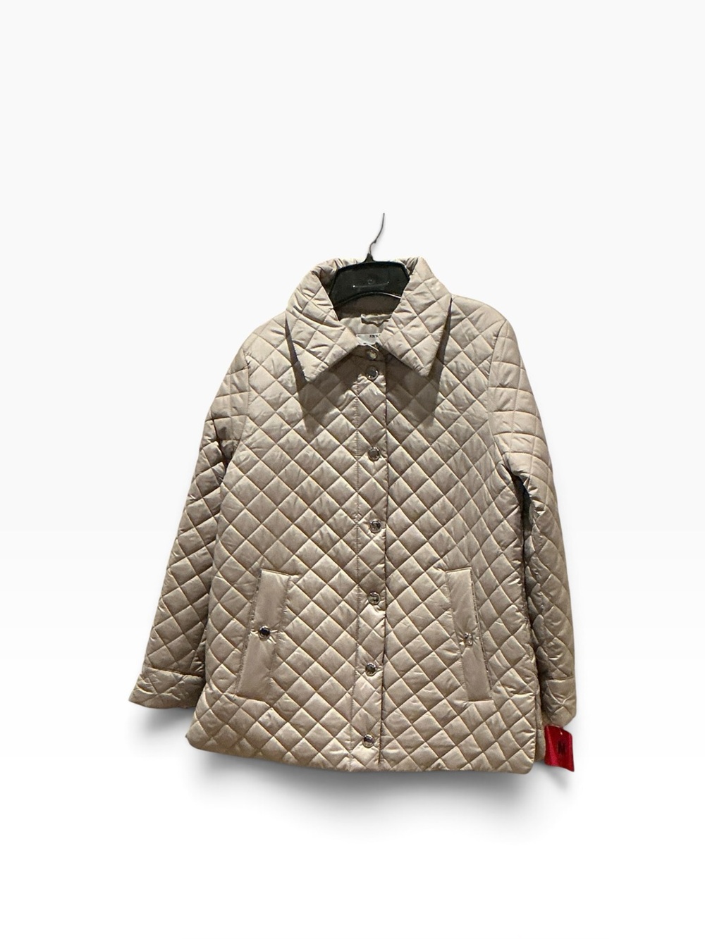 Anne Klein Quilted Jacket Coat Beige Taupe Diamond Stitching Size M NWT